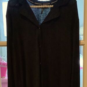 Beautiful new with tags designer black top super soft beautiful lace accents